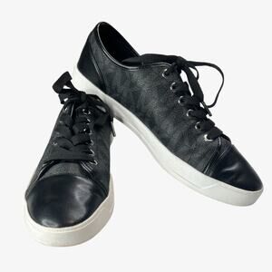 Michael Kors Womens MK City Sneakers SZ 9  Black Gray Low Top Lace Up Logo Shoes